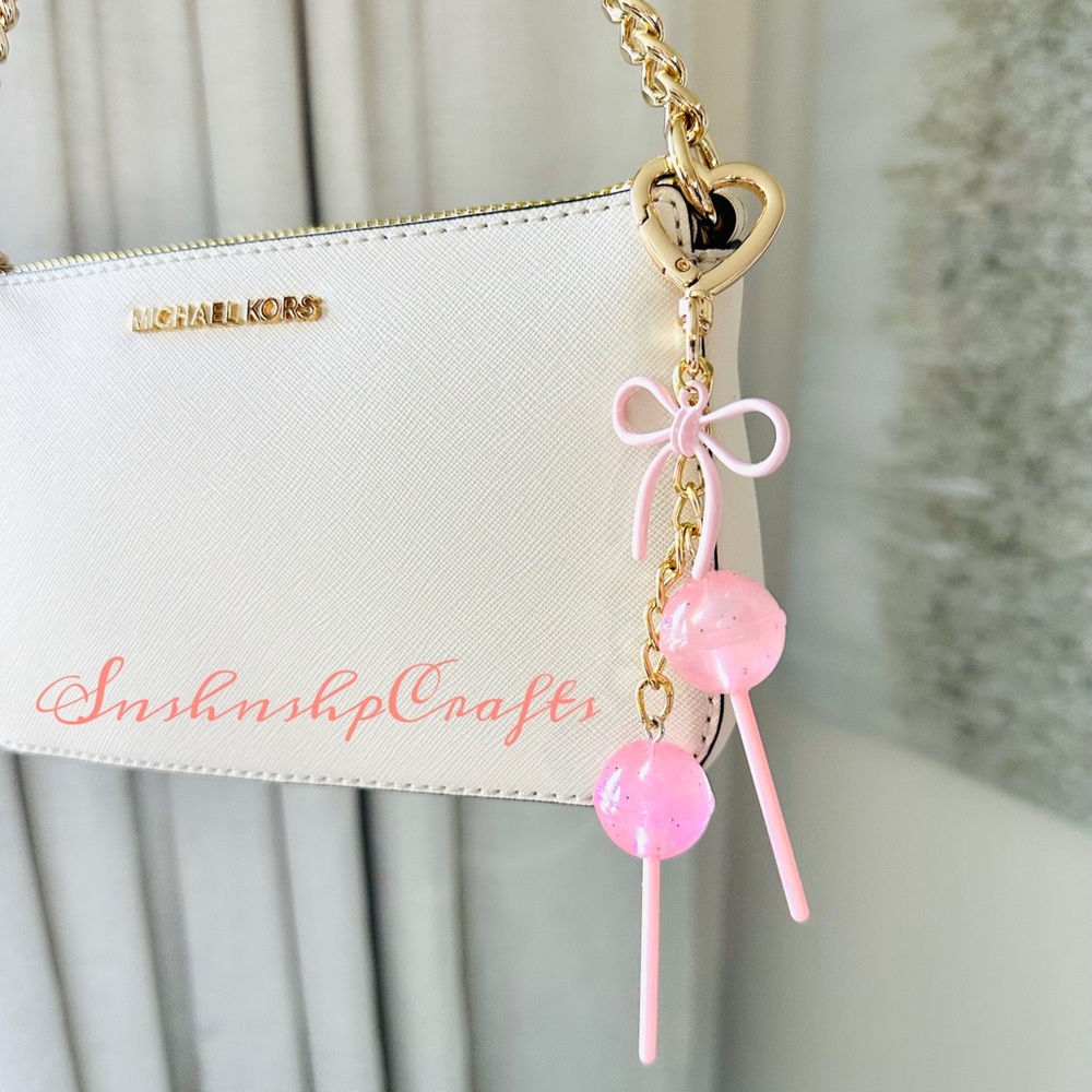 Pink Lollipop Bow Keychain